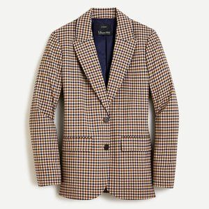 NWT Boyfriend blazer in plaid Italian stretch wool- honey brown  - 6